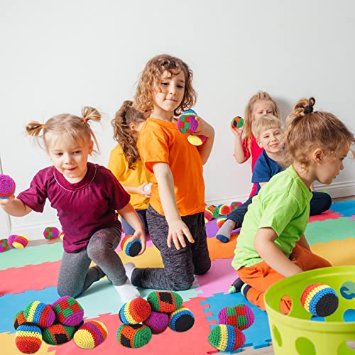 Yunsailing 48 Pieces Knit Sack Balls For Kids Knitted Kickball Soft Juggling Balls Multicolored Crochet Geometric Pattern Foot Bag Kick Sack For Kids Boys And Girls, Random Color #TOP4