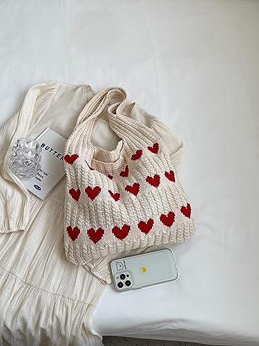 SweatyRocks Women's Large Capacity Graphic Pattern Handbag Cute Top Handle Crochet Shoulder Bag3