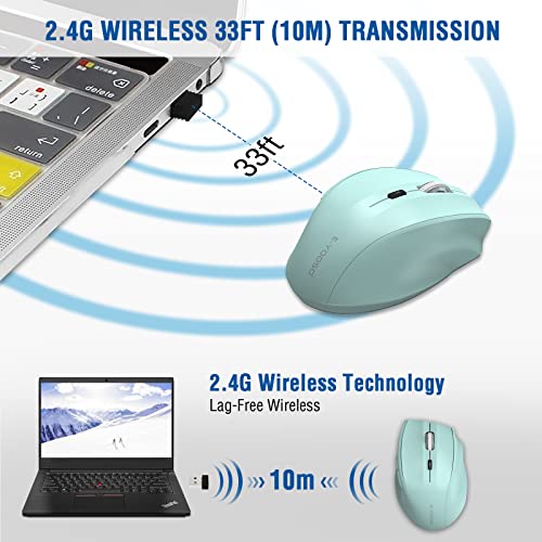 Image of E-YOOSO Wireless Mouse, Computer Mouse 18 Months Battery Life Cordless Mouse, 5-Level 4800 DPI, 6 Button Ergo Wireless Mice, 2.4G USB Wireless Portable Mouse for Laptop, Mac, Chromebook, PC(Sky Blue)