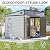 Jocisland 7x7x7 FT Outdoor Resin Storage Shed with Floor & Double Doors, Sloped Roof Resin Shed with Skylight Panels, Window & Vents, Waterproof UV-Resistant Tool Sheds for Lawn - Gary & Black