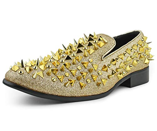 Bolano x Amali Mesa - Men's Designer Shoes, Comfortable Men's Slippers - Fashion Shoes - Shiny and Metallic Smoking Slippers with Matching Spikes
