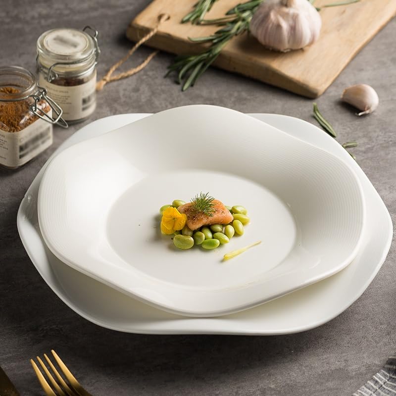 Talerze obiadowe 21,5 cm biały prosty talerz zastawa stołowa codzienne danie śniadanie kuchnia molekularna deser ciasto pieczenie sałatki talerze (28 cm)