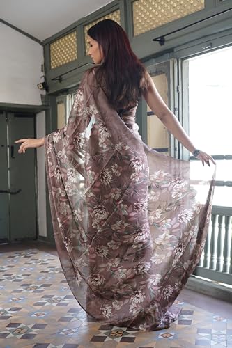 Image of MIRCHI FASHION Women Saree Chiffon Floral Printed | Breathable Lightweight Sari for Regular Home and Office Wear with Blouse Piece