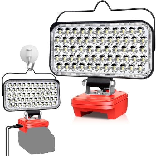Fiihio Cordless LED Work Light Compatible with Milwaukee 18V m18 Battery Light,100W 9000LM Flashlight with Low Voltage Protection, USB & Type-C for Job Site Lighting, Camping (No Battery)
