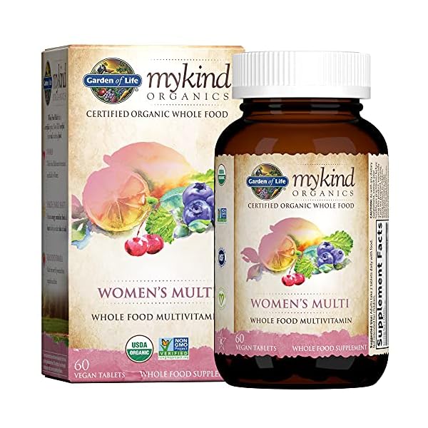 Organic-Multivitamin-for-Women-by-Garden-of-Life-mykind-Organics-Womens-Multi-with-Vitamin-C-D-Folate-B6-B12-Biotin-Iron-Vegan-Whole-Food-Vitamins-for-Women-Energy-Skin-Nails-60-Tablets Garden of Life Organics Organic Multivitamin for Women - Womens Multi with Vitamin C, D, Folate, B6, B12, Biotin, Iron, Vegan Whole Food Vitamins for Women, Energy, Skin, Nails, 60 Tablets