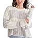 Cable Stripe Crew Sweater, Light Heather Grey, L