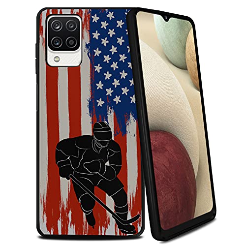 CasesOnDeck Case for [Samsung Galaxy A12 / A12 TPU Case][Gel Flex TPU] American Flag Sports Series Cover, Slim TPU Cover -Hockey