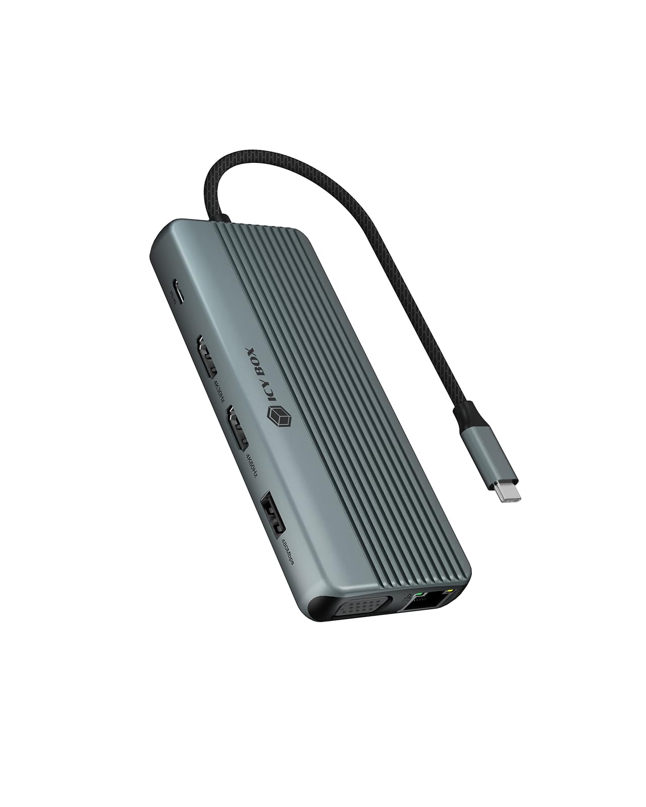 Estación de acoplamiento USB-C triple monitor HDMI VGA y concentrador de puertos Gigabit LAN 8