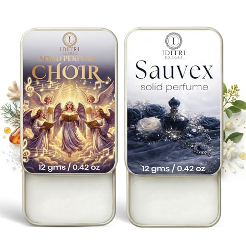 Image of Solid Perfume |Choir&Sauvex Alcohol Free Wax Perfume Balm, Long Lasting | Pocket Tin 12g, Pack Of 2| Non Greasy Smooth Glide, Travel Friendly Men And Women