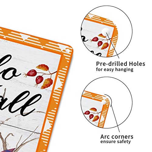 Plaque en étain Hello Fall finition rustique durable