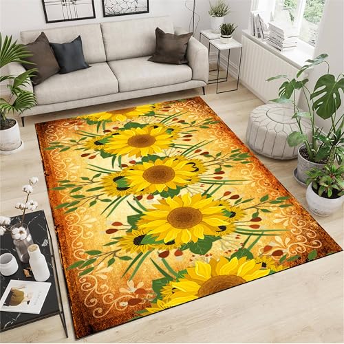 Tapete decorativo de área girasol 4x5 pies miniatura 4