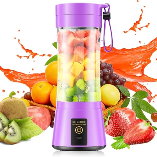 Image of Portable Blender Make Shakes and Smoothies - USB Rechargeable Personal Size Mini Blender Freshly Squeezed, 380Ml BPA Free Travel Cup in Picnic /Office /Gym