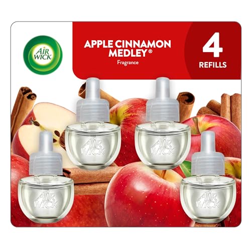 Air Wick Vibrant Plug-In Scented Oil Refills 4 Count Apple Cinnamon Medley Air Freshener Essential Oils Eco Friendly