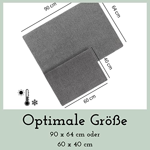 Fellou Heizdecke Katze 90 x 64 cm - Selbstheizende Decke Katze - Waschbar, Knisterfrei & rutschfest - Wärmedecke Hund - Heizmatte Haustier - Kuschelig weiche Wärmematte ohne Strom in grau