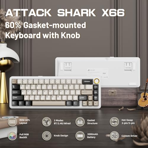 Teclado Gamer Attack Shark X66 60% Inalámbrico Bluetooth miniatura 2
