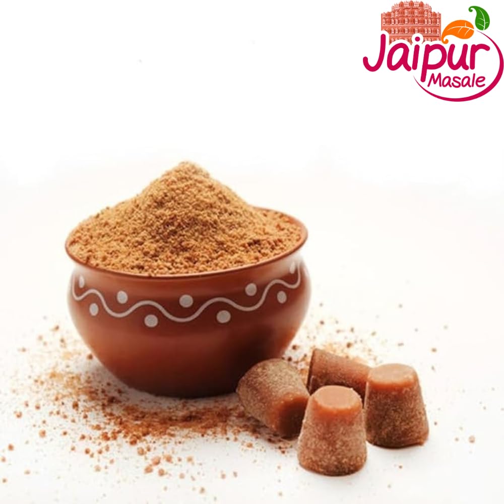 JAIPUR MASALE Jaggery Powder | Healthy Sugar Substitute | Gud Powder| Unbleached Jaggery (100g) with Jute bag