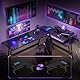 Devoko LED Gaming Tisch L Form mit Monitorständer, Eckschreibtisch für Gamer, Gaming Schreibtisch L Form, Groß Pc Computertisch, Schwarz mattiert, 150x130cm