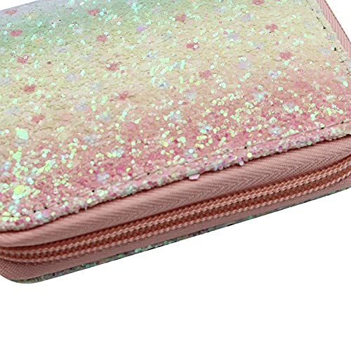 Women Small Short Wallets Mermaid Scale Coin Purse Credit Card Holder with Zipper for Teen Girls, one size4