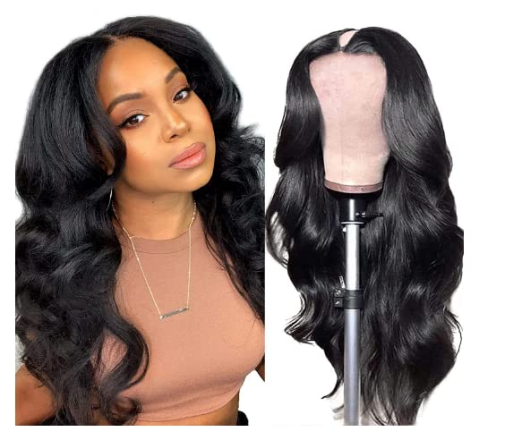 Oxeyegirl U Part Straight Human Bob Hair Wig Glueless Human Hair Wigs U Part Bob Upgrade V Part Bob Wigs No Sew in NO Glue 150% Density 10 Inch 5 47