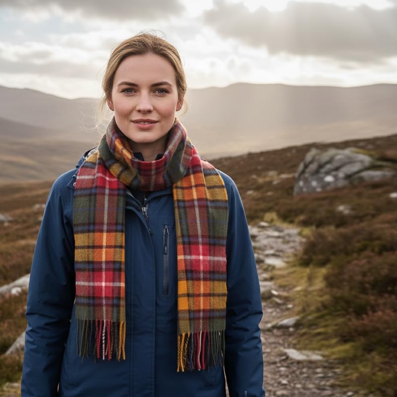 Scarf - Scottish Tartans - 100% Lambswool - Extra Long Scarves - 24 * 180 cm - Made in Scotland