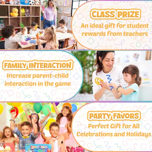 Fidget Toys Sensory Sticks for Kids: 12 Pack Sensory Toys for Kids with Autism Calming - Quiet Fidgets for Classroom Must Have - Creative Students Prizes Fun Party Favors Gifts - Image 6