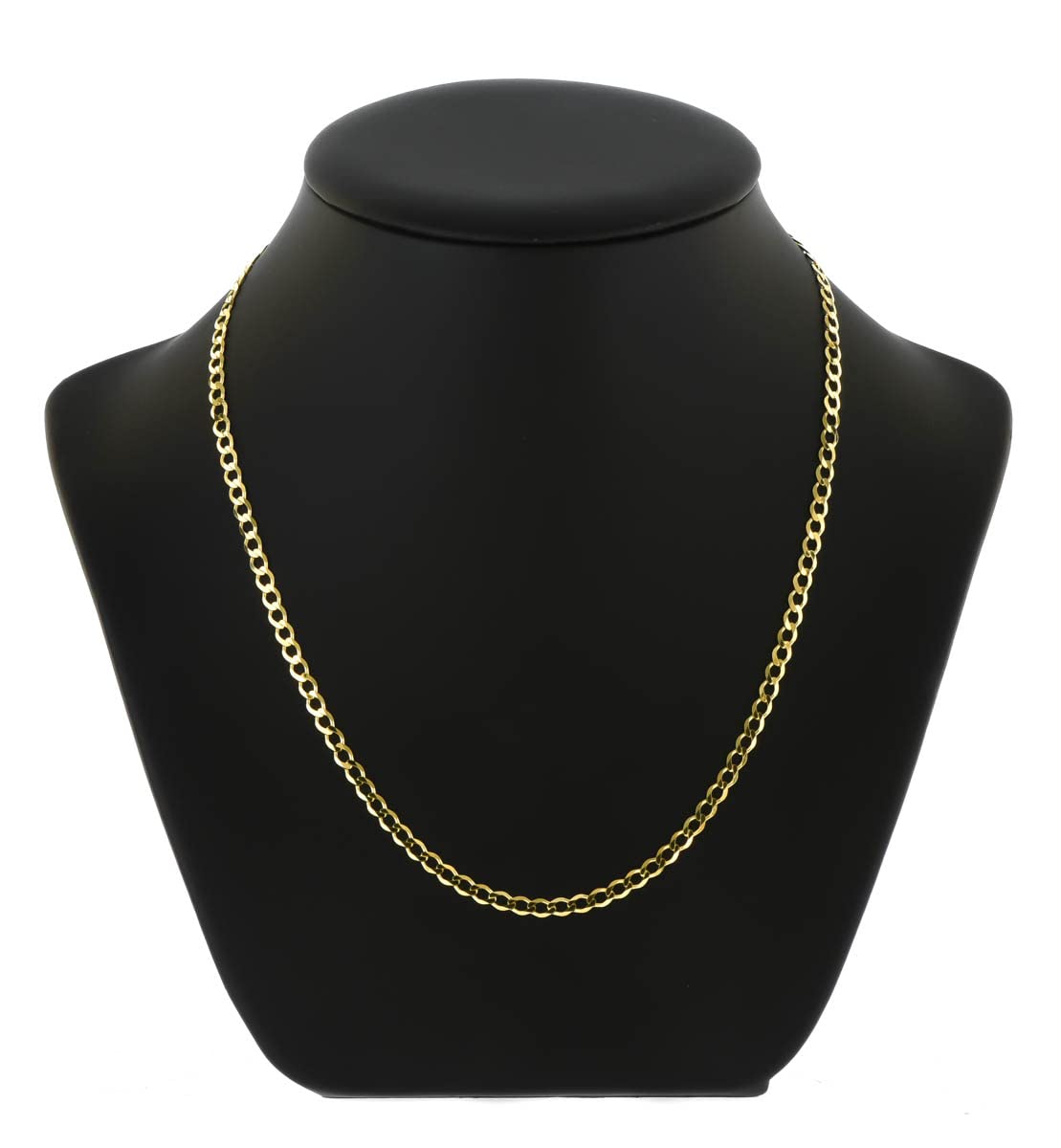 Mens 9ct Gold Flat Bevelled Curb 4mm Chain Necklace 16-30 Inch Gift Boxed and Hallmarked