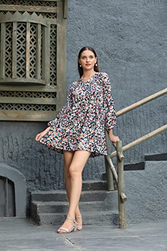 Image of Leriya Fashion Women's Rayon Full Sleeve A-Line Knee-Length Western Dresses for Women or Girls