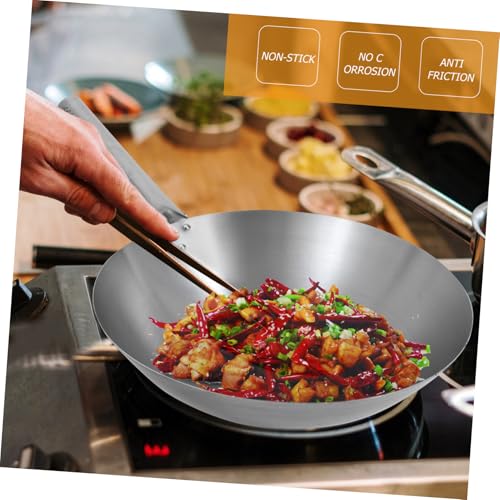 Wok de acero inoxidable con mango único 12 pulgadas miniatura 7