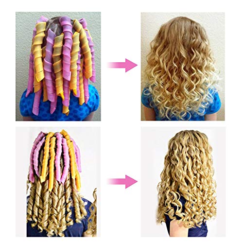 36 Pieces Hair Curlers No Heat for Long Hair, Heatless Spiral Curls Styling Kit, Magic Hair Rollers Curlers Wave Formers Style with 1 Styling Hooks for Most Kinds of Hairstyles Home Salon DIY-55CM