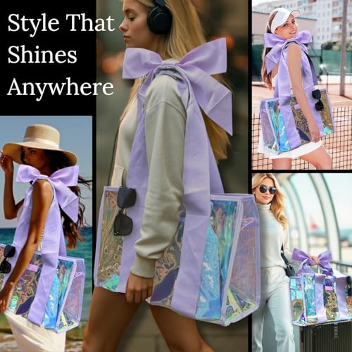 Beach Tote | Iridescent Beach Bag with Bow Strap3