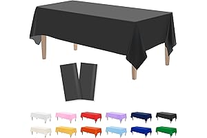 2PCS Black Plastic Tablecloths for Rectangle Tables - Party Table Covers 54 x 108 Inch