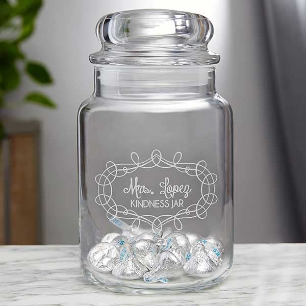 Personalization Universe Teacher's Treats Engraved Glass Jar
