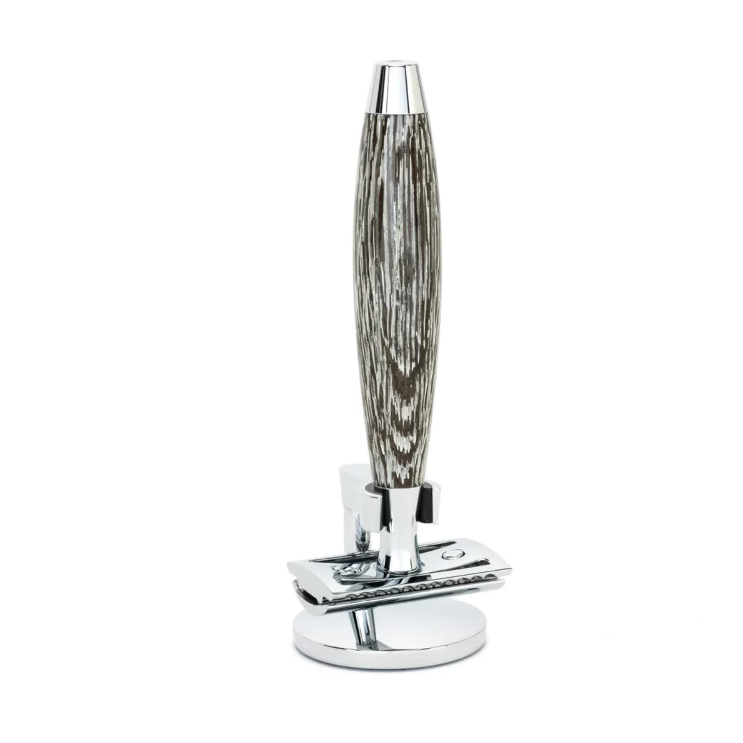 MÜHLE EDITION ANCIENT Oak & Silver - Juego de maquinilla de afeitar (3 piezas, tejón plateado)