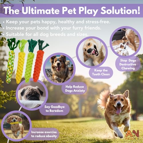 Image of 4PCS Mixed Color Woven Pet Chew Set (Yellow, Green, Orange, Rainbow), Dog Chew Toys, Cat Teething Toys, Durable & Safe Interactive Pet Toys