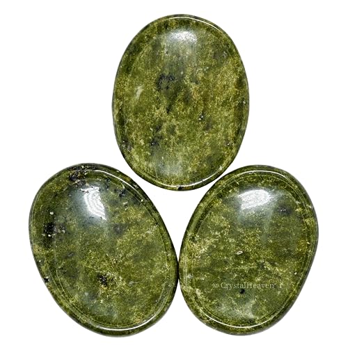 Image of Crystal Heaven Vesuvianite Crystal Thumb Worry Pebbles Stones For Anxiety Stress Relief Massage - Aaa Grade Original Healing Gemstone Agate Rubbing Stone For Yoga Meditation Spiritual Reiki Feng Shui