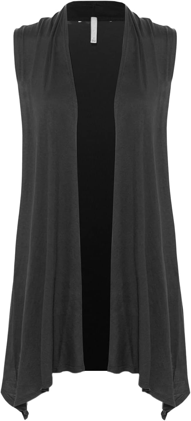 Design by Olivia Women's Draped Layering Sleeveless Waterfall Open Front Cardigan Vest