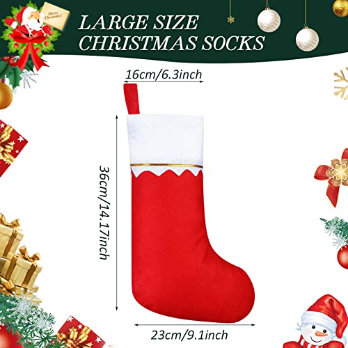 Zubebe 36 Pcs 15 Inch Felt Christmas Stockings Stockings Xmas Decoration Stockings Rustic Christmas Santa Stockings for Christmas Party Favors Home Decor (Red)