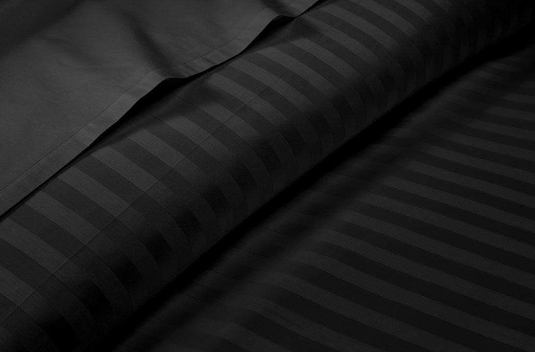 Pure Dreams Flat Sheet 100% Egyptian Cotton, 400 Thread Count, Premium Hotel Quality Ultra Soft Bedding | Luxury, Wrinkle Resistant Top Sheet-Dark Grey Stripe, Double Size