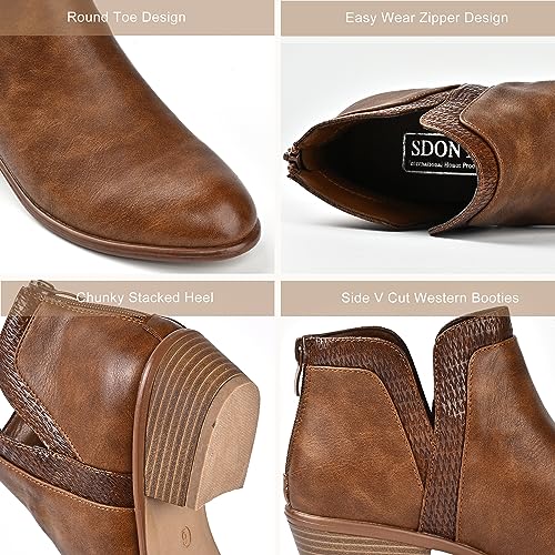 Women's Ankle Boots Low Heels Chunky Fashion Zipper Dressy Booties for Women3