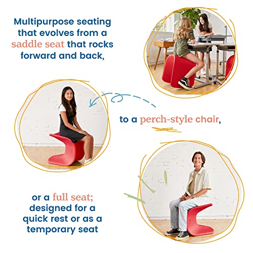 Image of ECR4Kids Wave Seat, 18in - 19.6in Seat Height, Perch Stool, Red