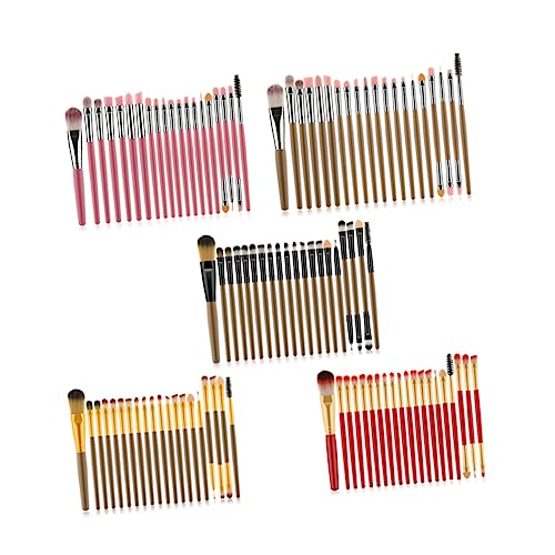 VALICLUD 20pcs Professional Makeup Brush with Long Wooden Handles and Nylon Bristles for Powder and Blush Application for Daily and Professional Use Pink Bristles