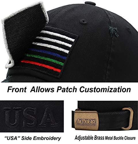 Image of Antourage American Flag Unisex Baseball Hat for Men and Women | USA Flag Mesh Snapback Cap with 2 Patriotic Patches
