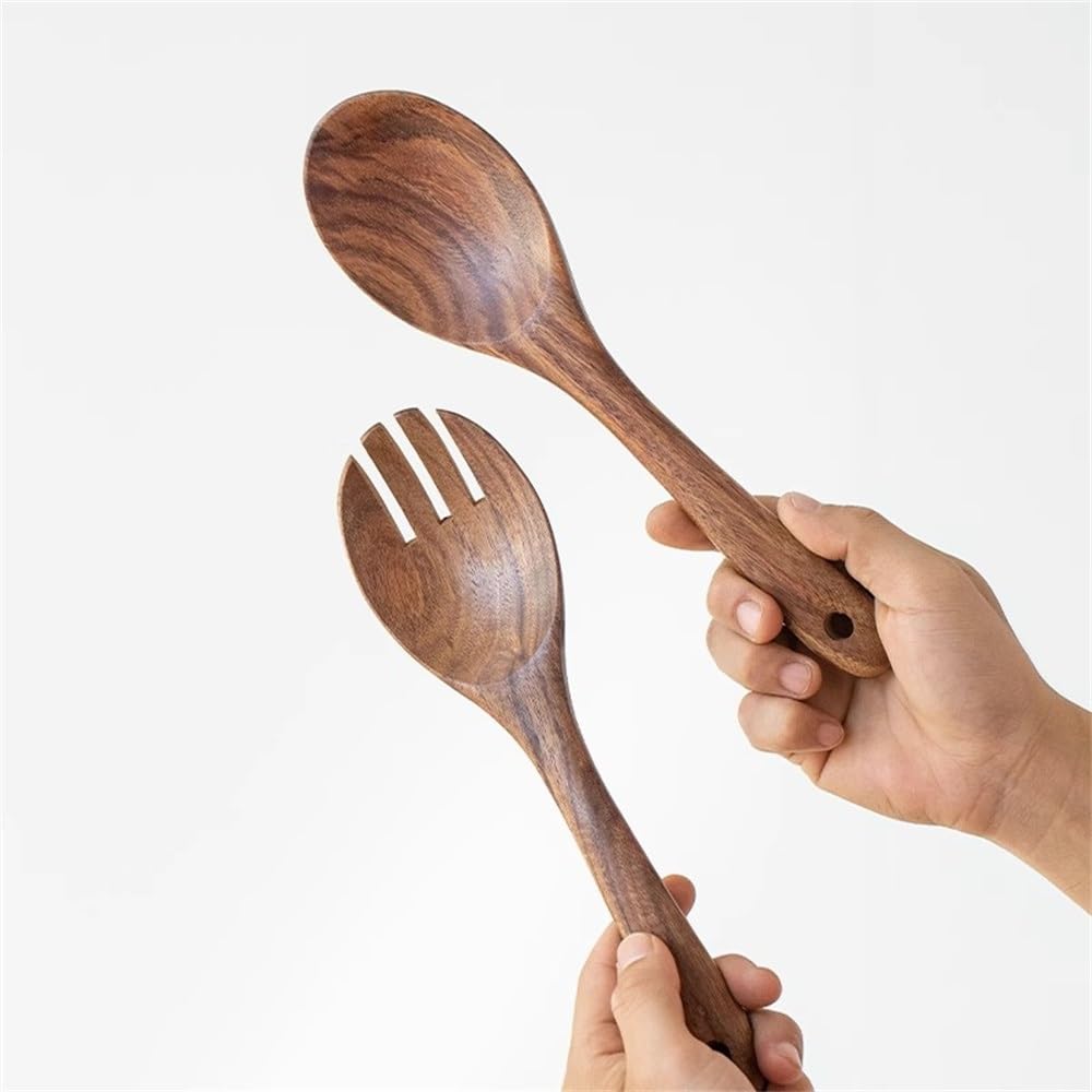Salatbesteck-Set Holz Salat Löffel Gabel Löffel Set Haushalt Holz Löffel Gabeln