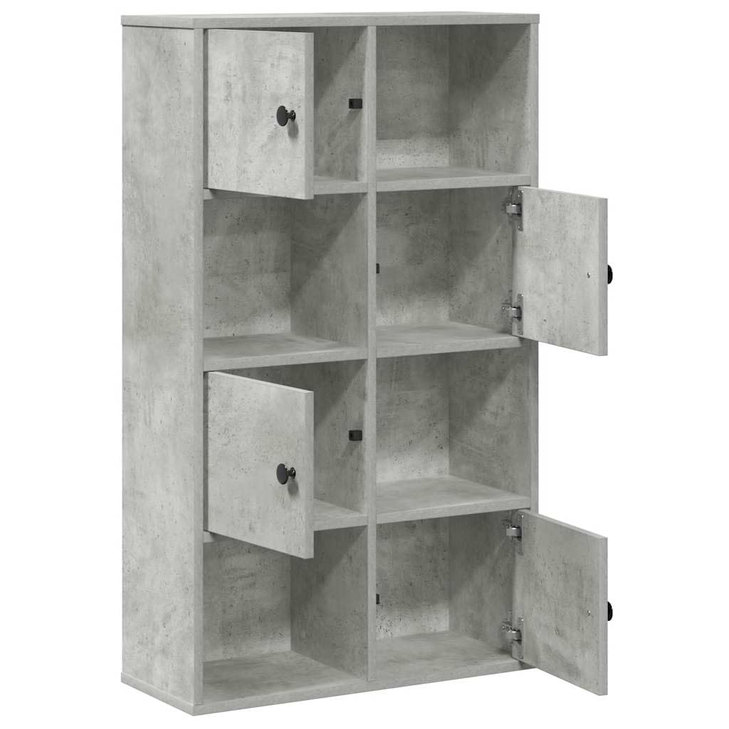Libreria grigio cemento, 60 x 24 x 101,5 cm, in legno con porta e vano portaoggetti, ideale per soggiorno, studio o biblioteca, per raccoglitori, documenti e decorazioni