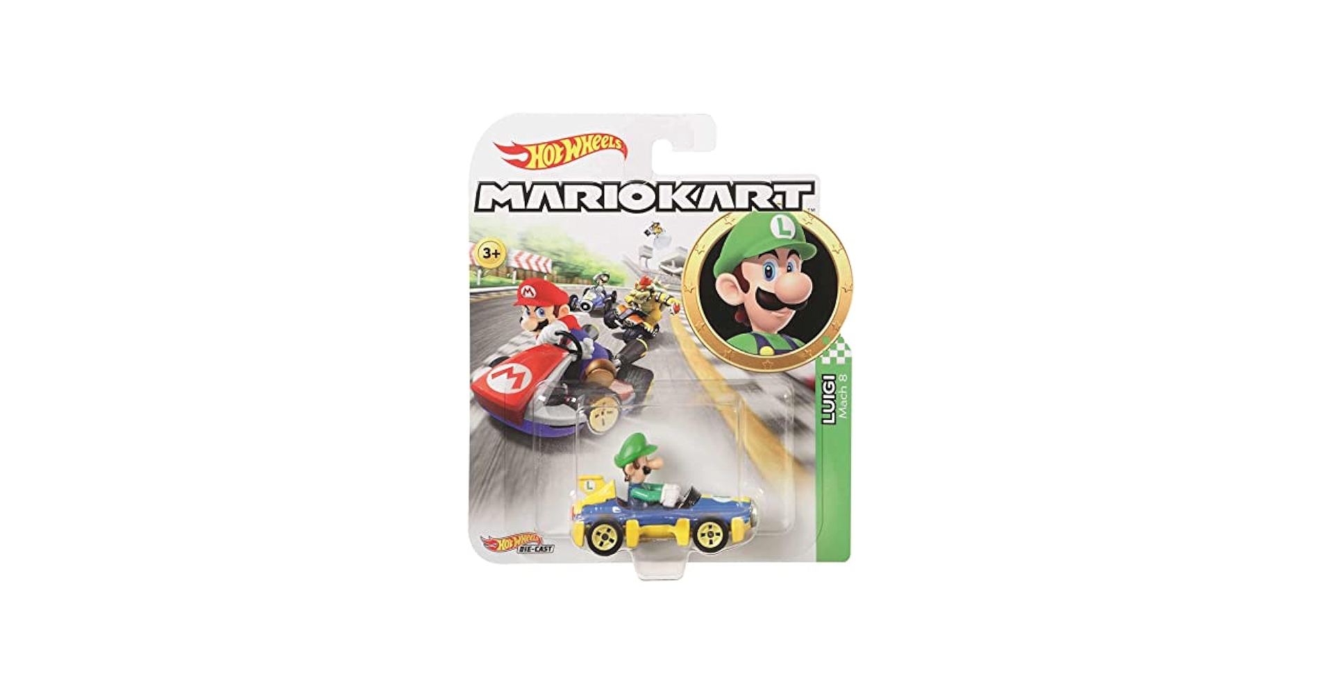 Amazon.com: Hot Wheels GBG27 Mario Kart 1:64 Die-Cast Luigi
