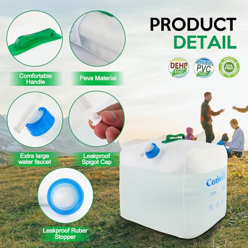 2 Pack Cantimplora Plegable de Agua 5.3 gal con Grifo, Cubo de Agua Portátil Libre de BPA para Camping, Senderismo y Kit de Supervivencia miniatura 6