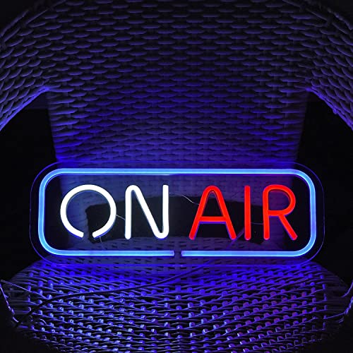 Image of On AIR Neon Sign - On AIR Led Neon Sign with Transparent Acrylic Backplate For Live Streaming Studios, Bedrooms, Cafes Home, Bar, Club, or Garage Live Streamers & Gamers, Designers, Home Use (on air(Blue Red White))