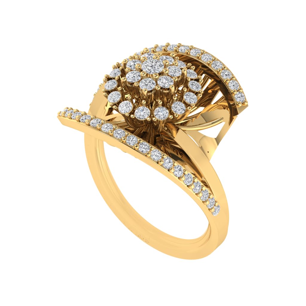 Gold Plated Pure 925 Sterling Silver Floral Ring | Diamond Ring for Women and Girls | Model RSY00367-image-16