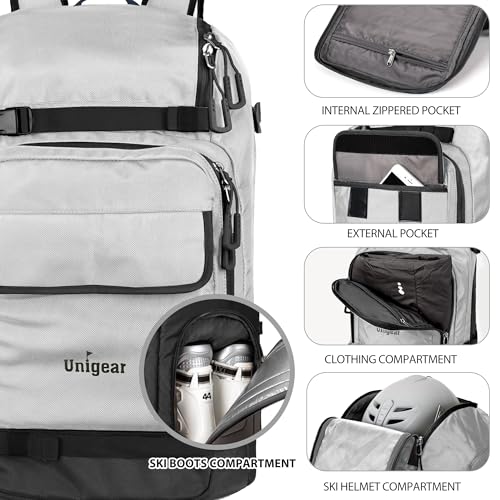 Image of Unigear Ski Boot Bag Backpack for Helmet 50L /70L, Goggles, Gloves, Skis, Snowboard & Accessories