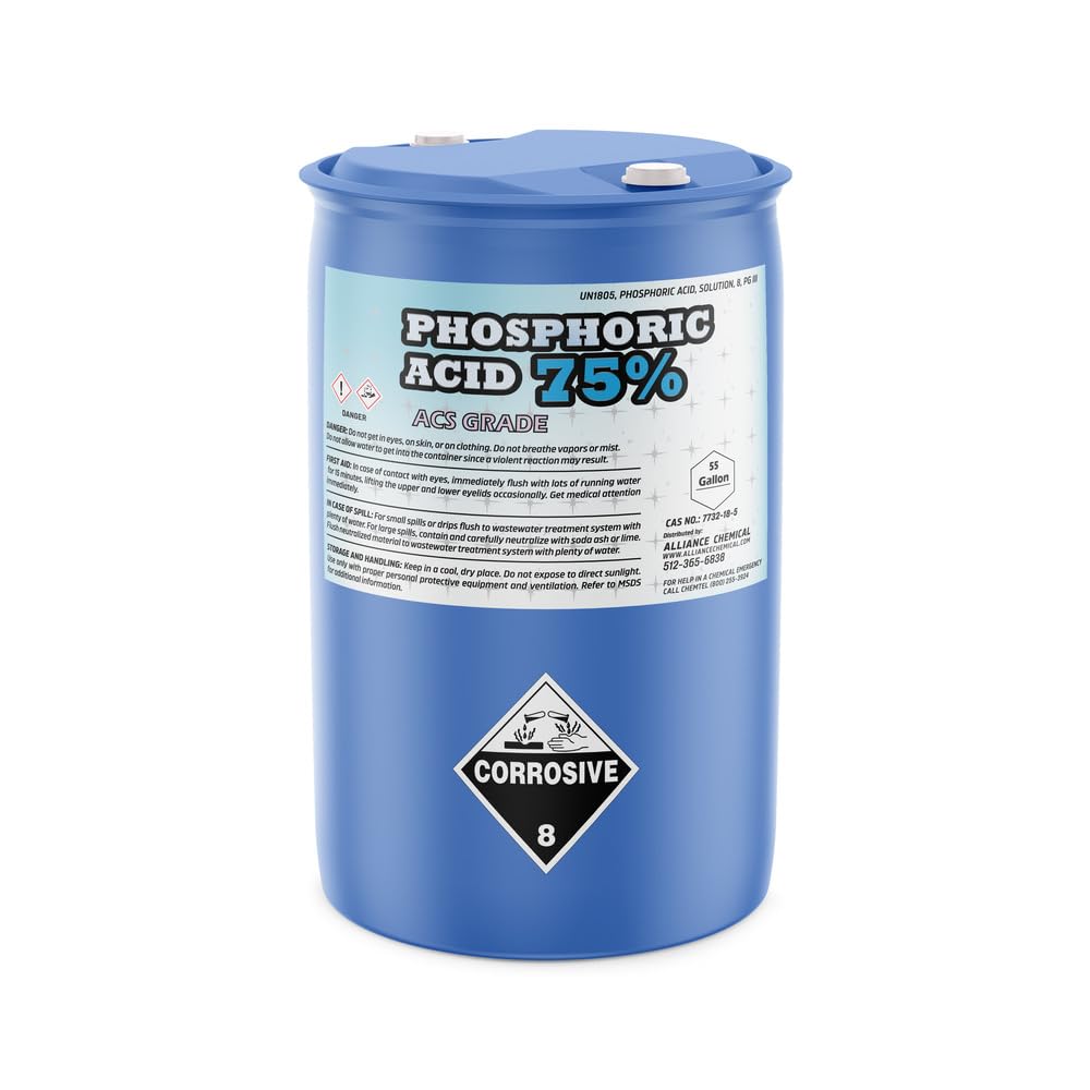 Phosphoric Acid 75% ACS Grade - 55 Gallon Drum - Industrial-Size for Chemical Research, Production